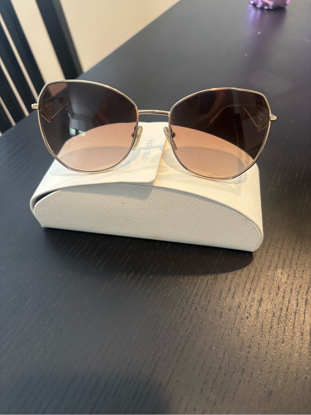 Prada Women Gold Frame Sunglasses with Brown Gradient Lenses - Picture 2 of 8